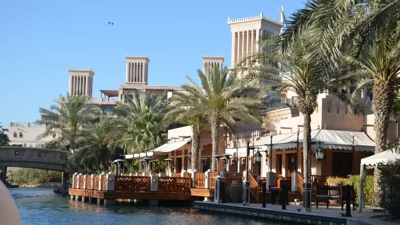 Bridge banner and lamppost advertising on Al Sufouh Road, Dubai, UAE
