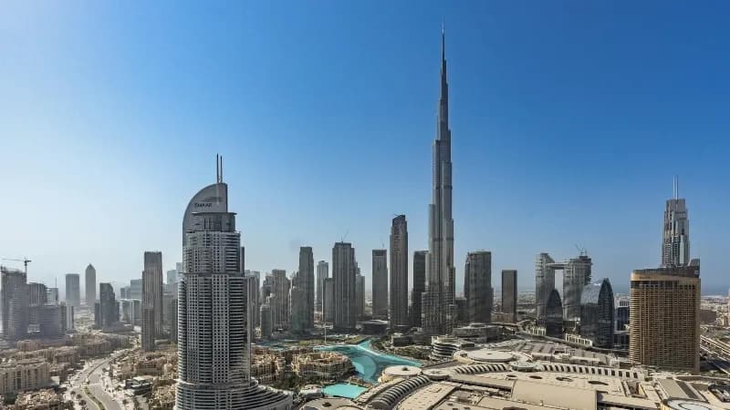Premium billboard and building banner advertising in Downtown Dubai near Burj Khalifa, UAE