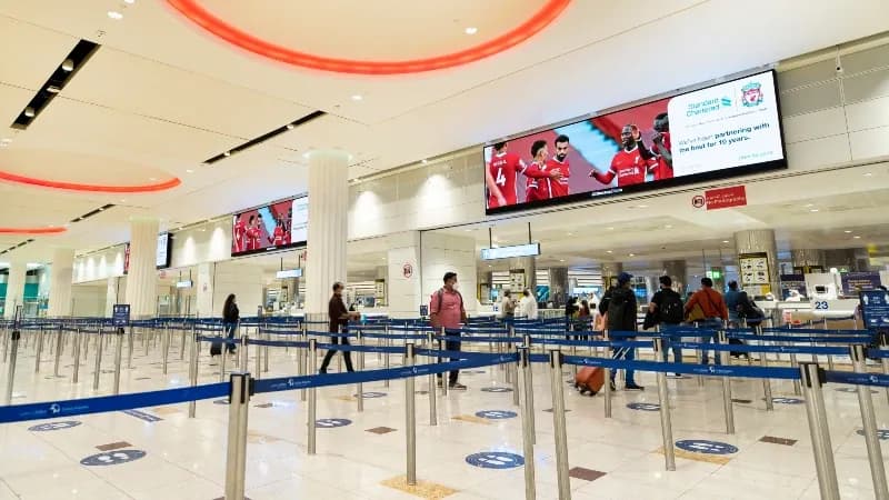 Digital billboard and airport OOH advertising at Dubai International Airport (DXB), UAE