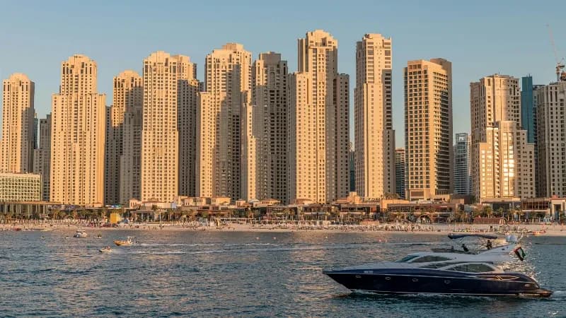 Billboard and bridge banner advertising at Jumeirah Beach Residence (JBR), Dubai, UAE