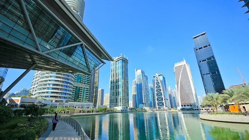 Lamppost and digital billboard advertising in Jumeirah Lakes Towers (JLT), Dubai, UAE