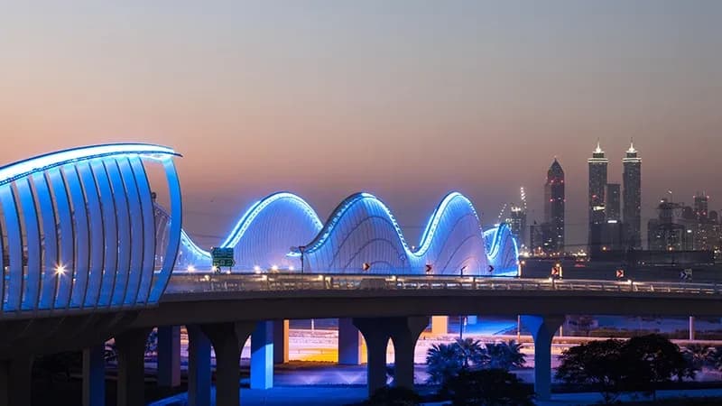 Billboard and hoarding advertising on Meydan Road, Dubai, UAE